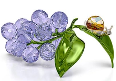 Swarovski Signed CRYSTAL IDYLLIA SNAIL AND BLUE BERRIES  WITH BOX