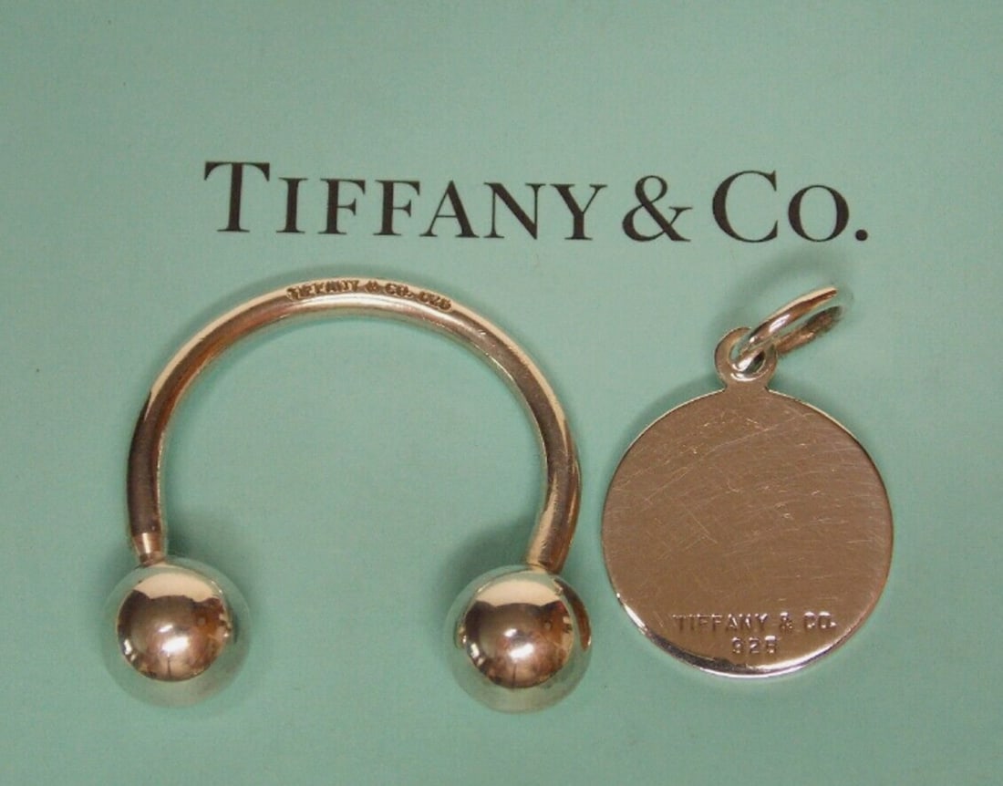 Tiffany & Co. Sterling Silver Round Tag Screwball Key Ring With Box (1 of 1)