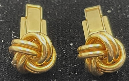 14K Yellow Gold Pair Of Love Knot Cufflinks
