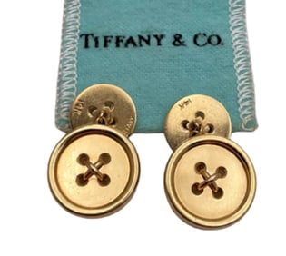 Tiffany & Co. 14K Yellow Gold Button-Shaped Pair of Cufflinks