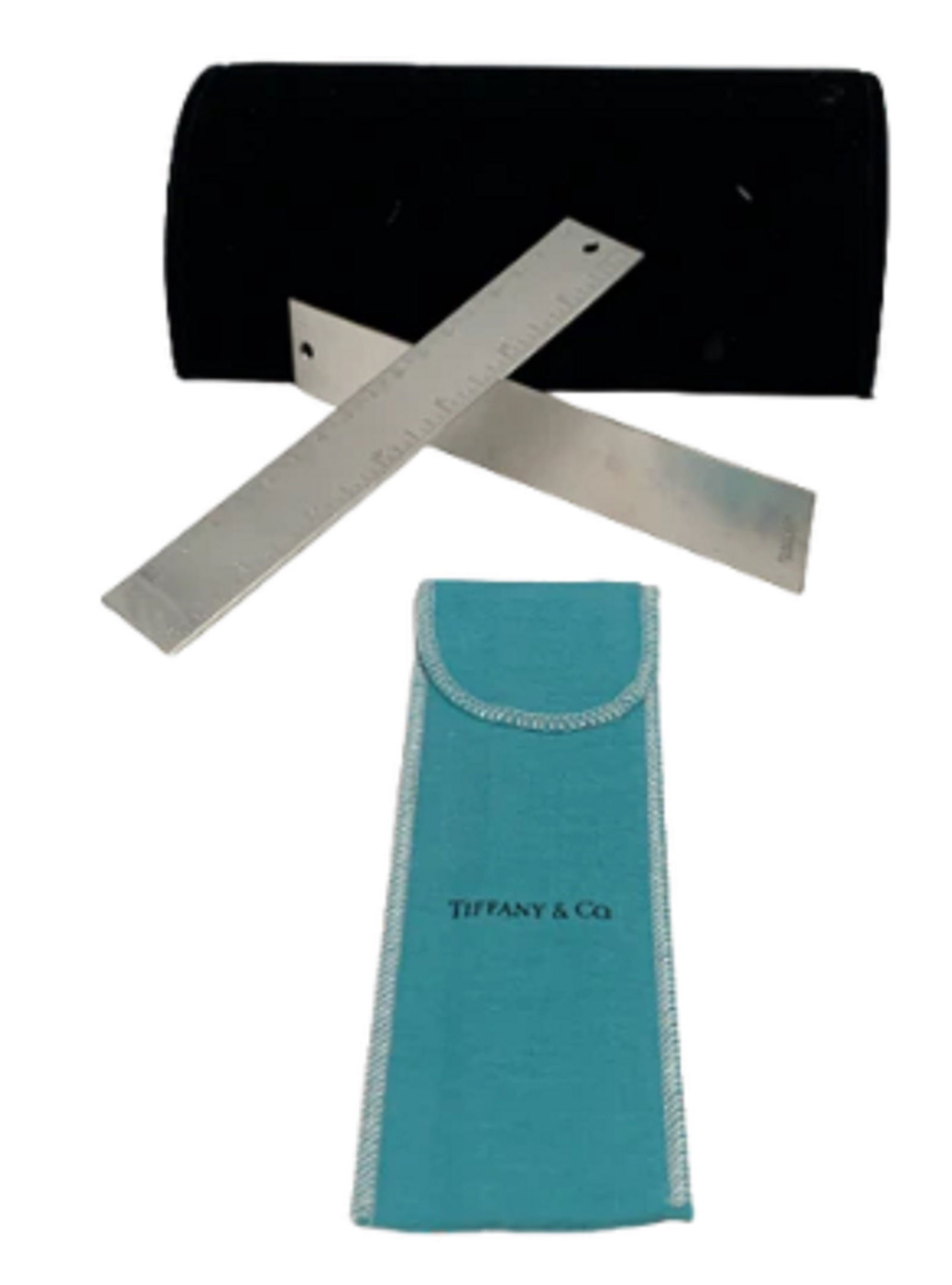 Tiffany & Co. Pair of Silver Metric Rulers in Classic Tiffany-Blue Pouch 3 Rulers! (1 of 2)