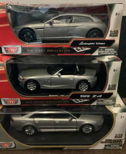 BMW LAMBORGHINI AUDI VEHICLE AUTOMOBILES: BMW LAMBORGHINI AUDI VEHICLE AUTOMOBILES. New condiition n with Box. The boxes might have some signs of wear but the vehicles are in pristine condition. LAMBORGHINI ESTOQUE GREY 1/18, BMW Z4 SILVER