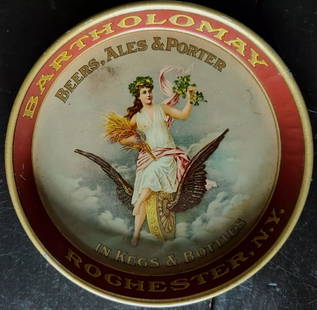 Pre-Prohibition BARTHOLOMAY Winged Wheel BEER & ALE Pre-1905 Chas W Shonk Litho Chicago Lithographed: Pre-Prohibition BARTHOLOMAY Winged Wheel BEER & ALE Pre-1905 Chas W Shonk Litho Chicago Lithographed Small Tip Tray. pre-prohibition pre-1905 BARTHOLOMAY ROCHESTER NY Beers, Ales & Porter in Kegs &