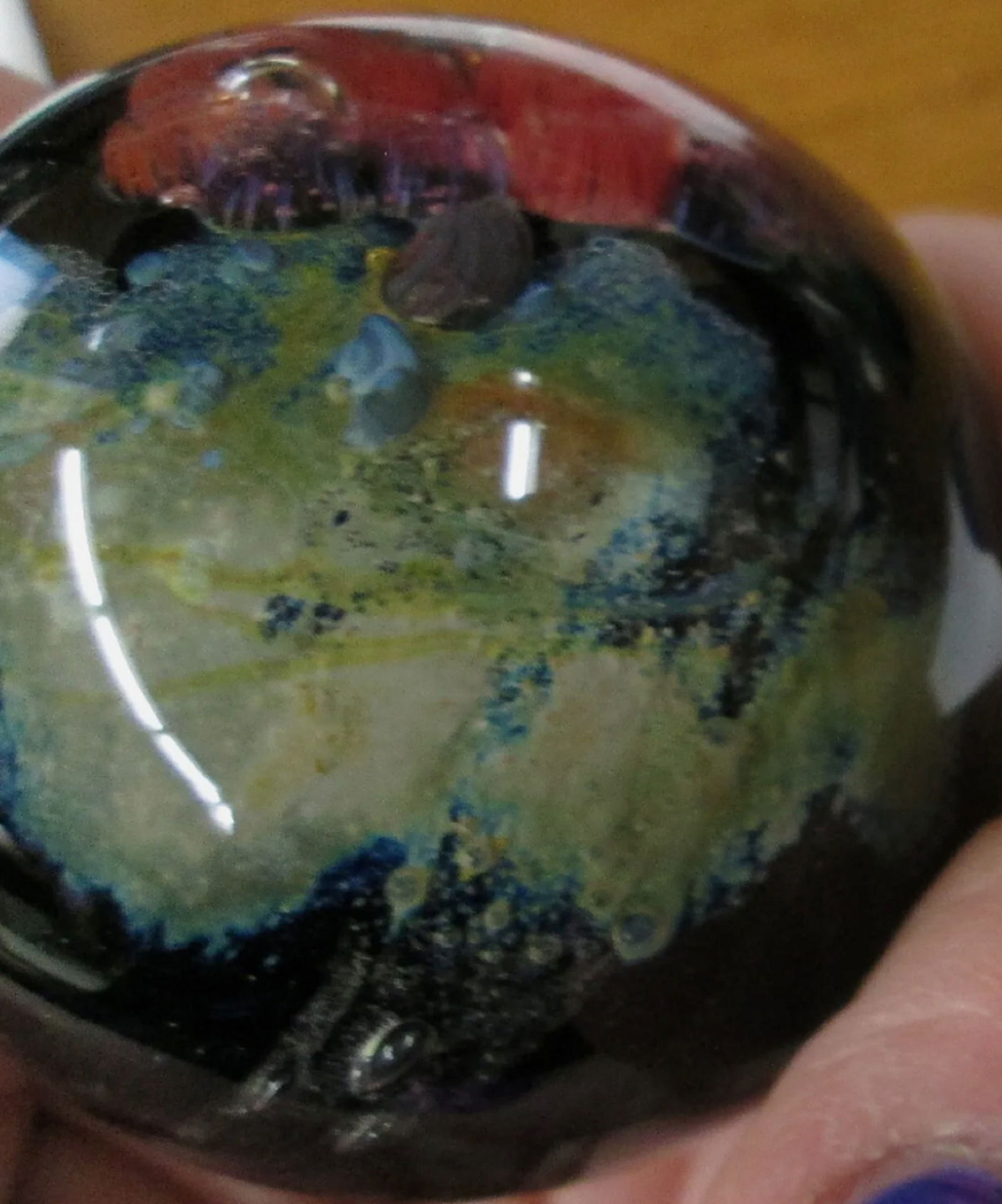 Josh Simpson Signed Inhabited Planet Marble Paperweigh (1 of 6)