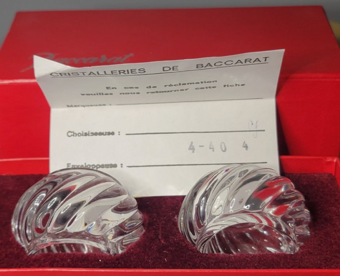 Baccarat Crystal BAMBOUS SWIRL Napkin Rings. With ORIG BOX  Made in France (1 of 4)