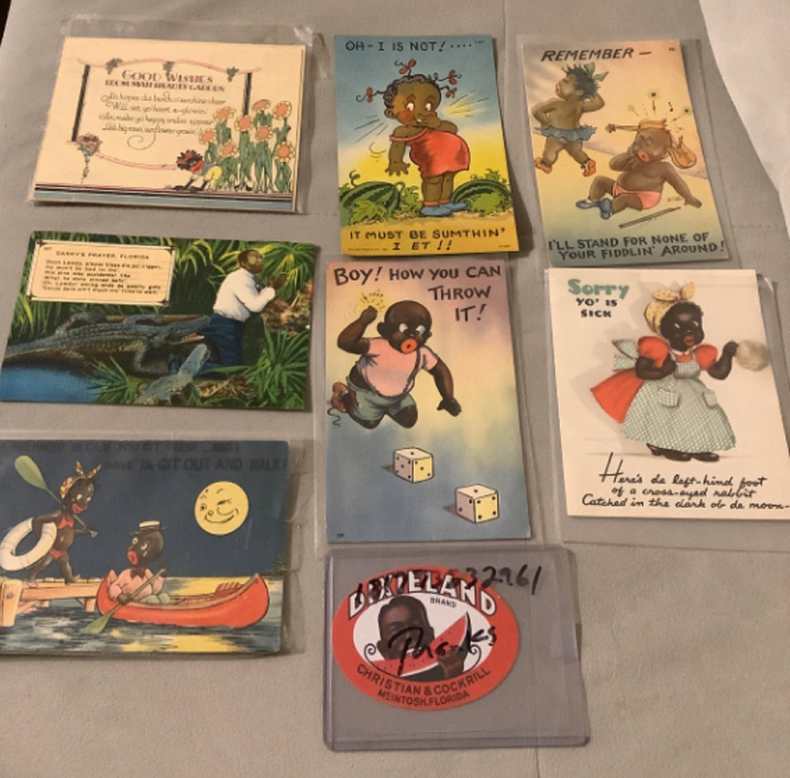 BLACK AMERICANA ERA POST CARDS LOT OF 8 (1 of 11)