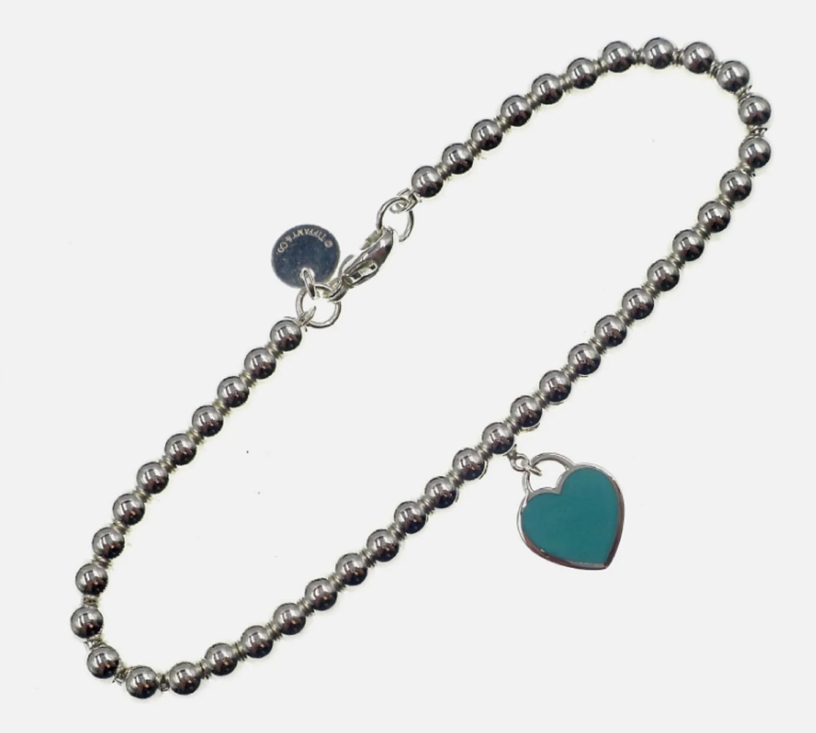 Tiffany & CO Sterling SIlver Enamel Heart Beaded Bracelet (1 of 2)
