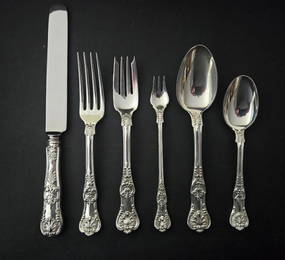 Tiffany & Co Sterling Silver English King Service For 6 No Monogram 36 Pieces WITH CHEST