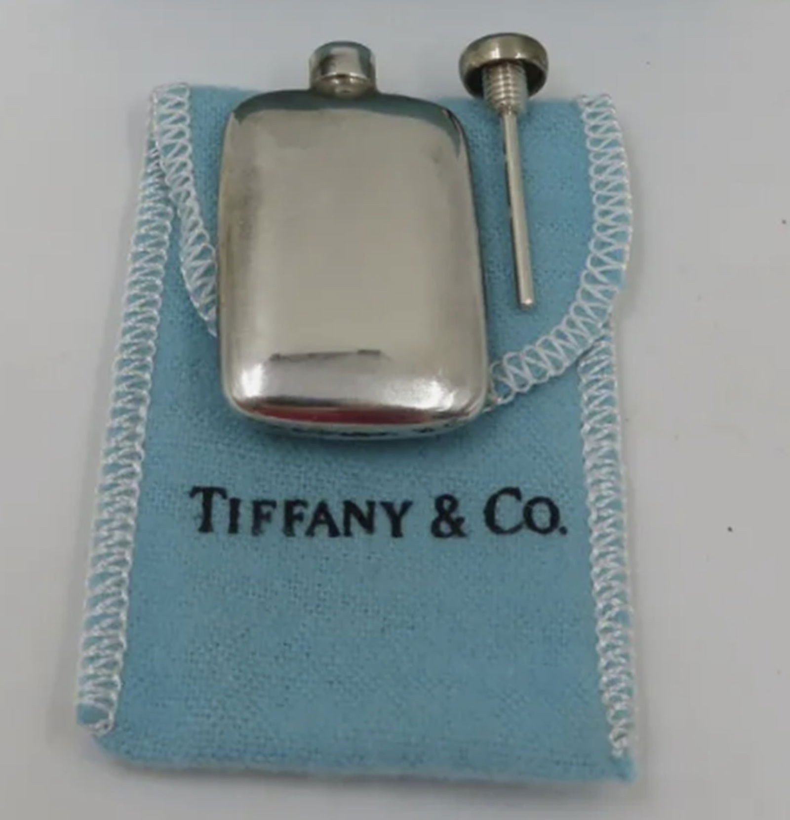 Tiffany & Co Sterling Silver Flask with Pouch and Box (1 of 6)