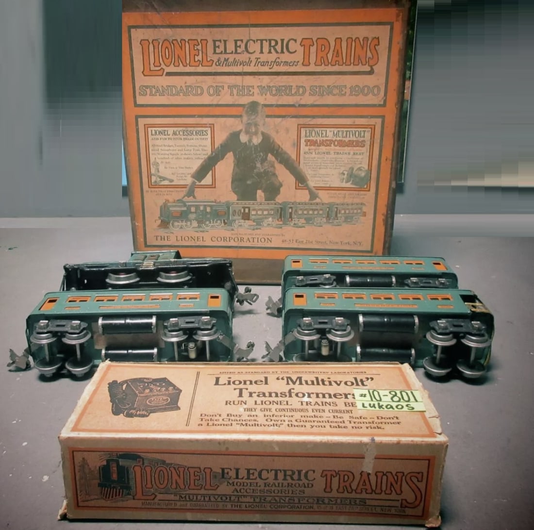 Lionel Prewar Train Set #296 With 252 LOCOMOTIVE RUNS! + Cars With Orig Box Guage O (1 of 11)