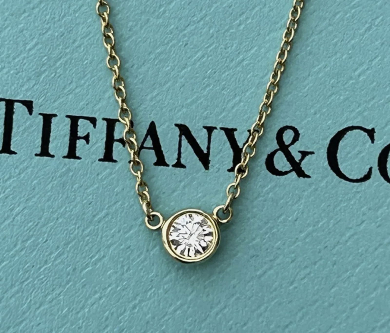 Tiffany & Co 18K Gold Elsa Peretti Diamond by the Yard Necklace, .12 Carats With Orig Box (1 of 7)
