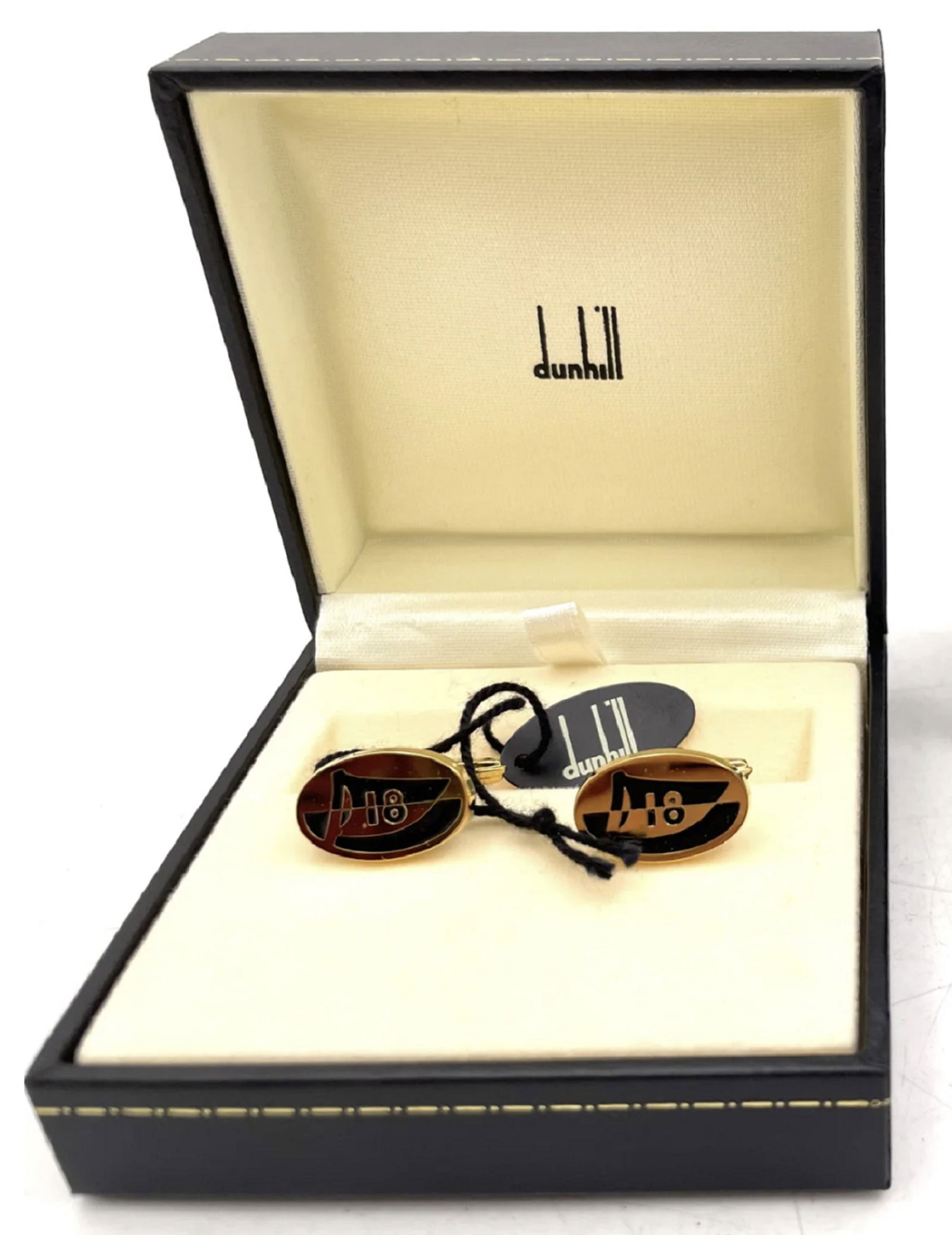 Pair of Alfred Dunhill 18 Hole Golf Gilt Sterling Silver & Enamel Cufflinks (1 of 5)