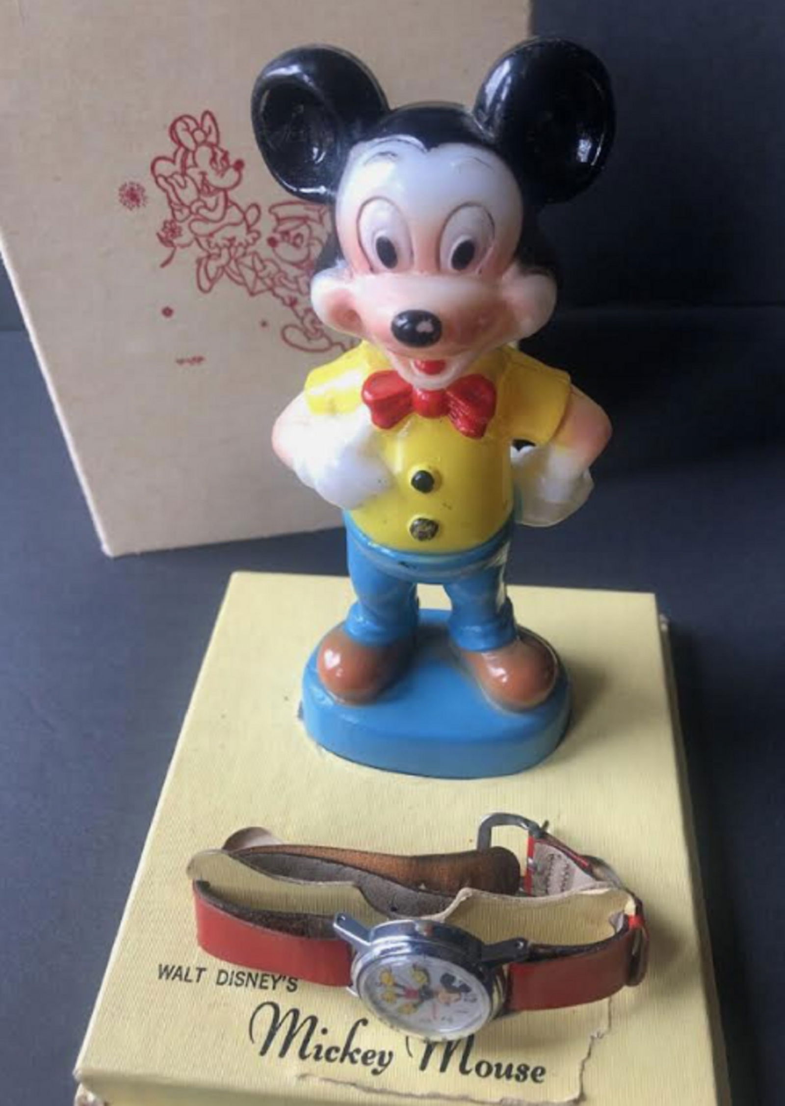 Ingersoll MICKEY MOUSE WRIST WATCH Plastic Figure Box Disney Works 1960 (1 of 7)