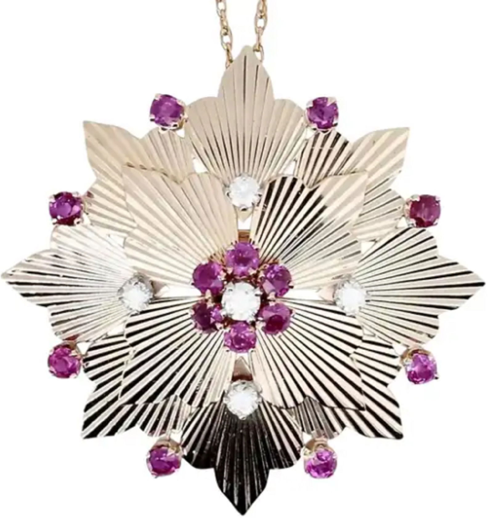 Tiffany & Co 14K Diamond and Ruby Necklace Pendant and or  Brooch (1 of 7)