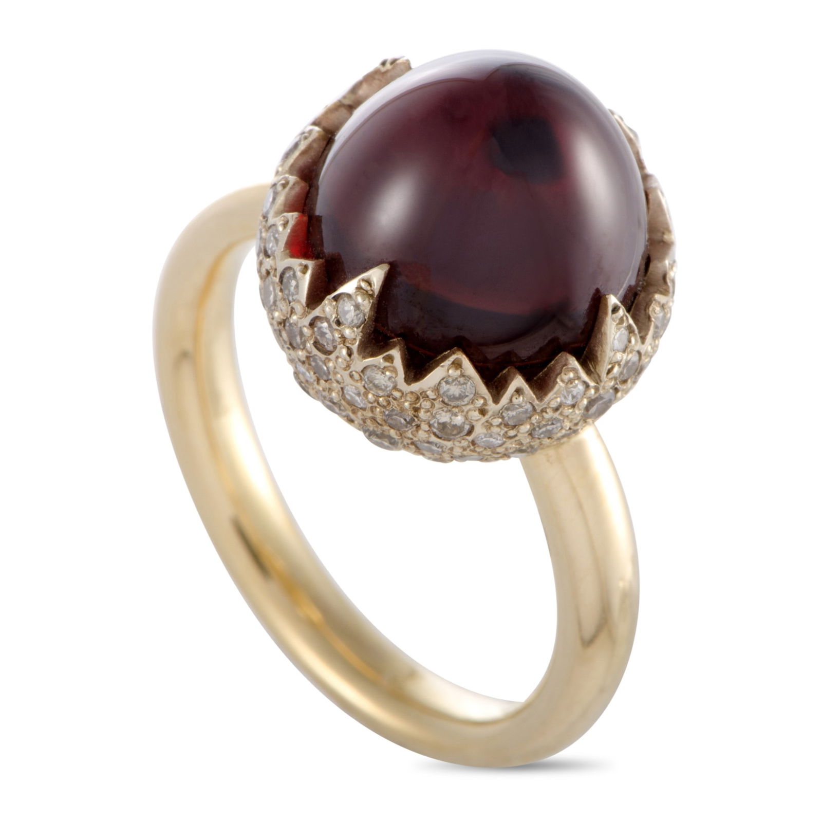 Pomellato Chimera 18K Yellow Gold Diamond and Garnet Cabochon Ring   stamped 750 (1 of 6)