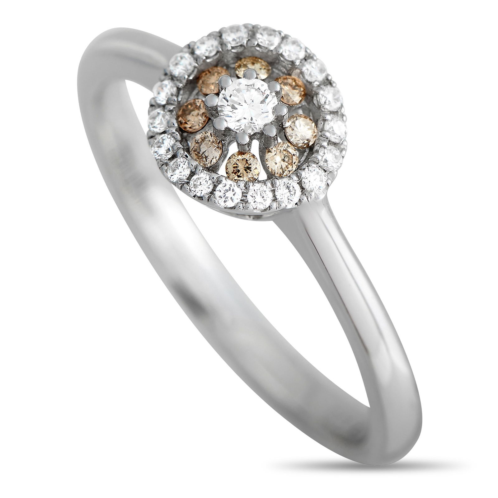 Piero Milano 18K White Gold 0.28ct White and Brown Diamond Ring  stamped 750 (1 of 4)