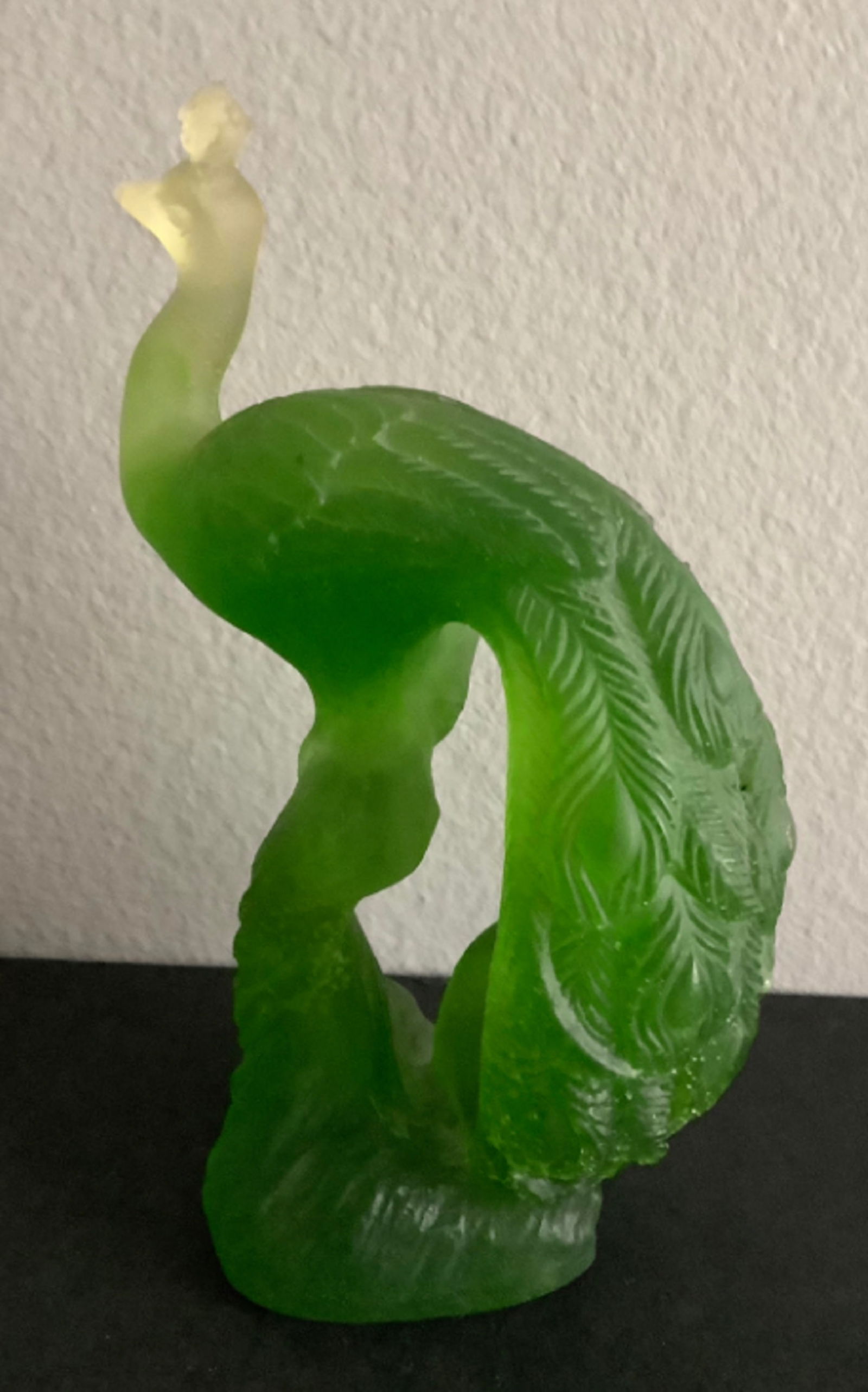 DAUM SIGNED CRYSTAL EXTRA LARGE PAIR PEACOCK FIGURINE. MADE IN FRANCE (1 of 9)