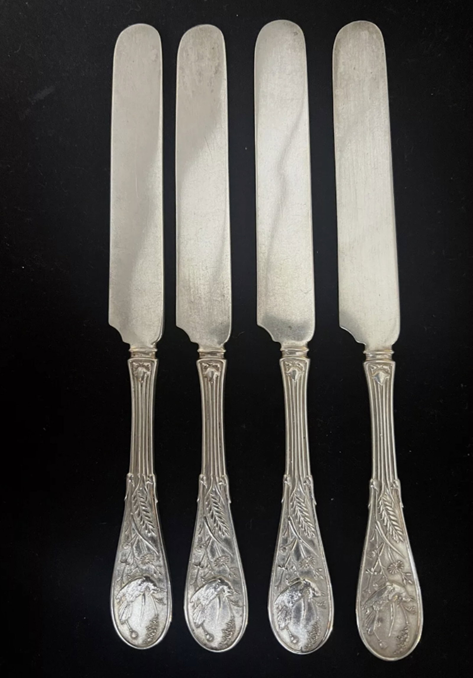Tiffany & Co Sterling Silver  Japanese Audubon Knives set of  4 (1 of 6)