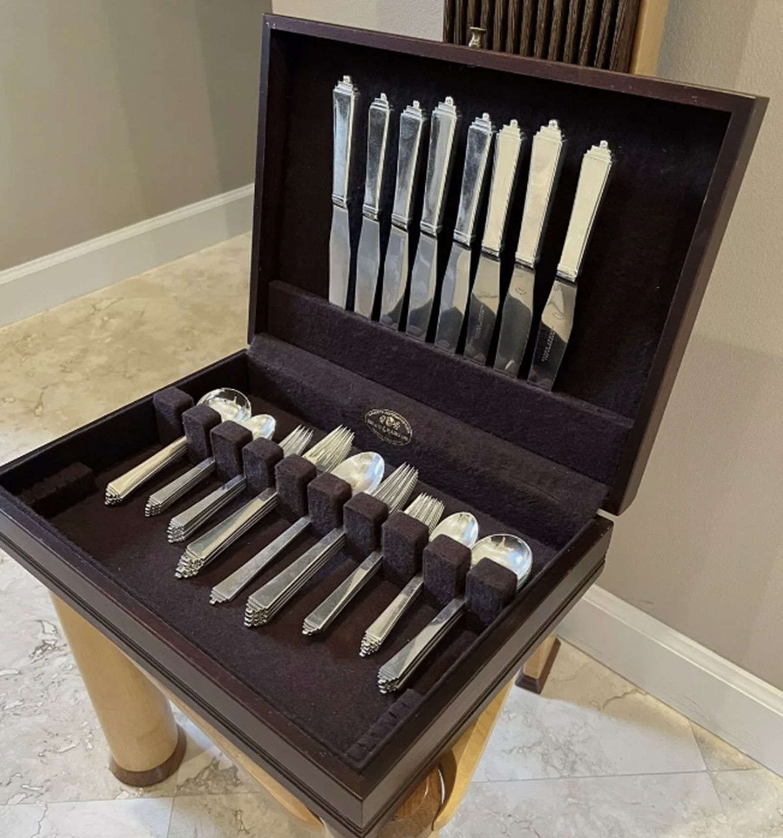 41 PCS Georg Jensen  Sterling Silver Pyramid Flatware Service Set for 8 Xtra Large European (1 of 6)