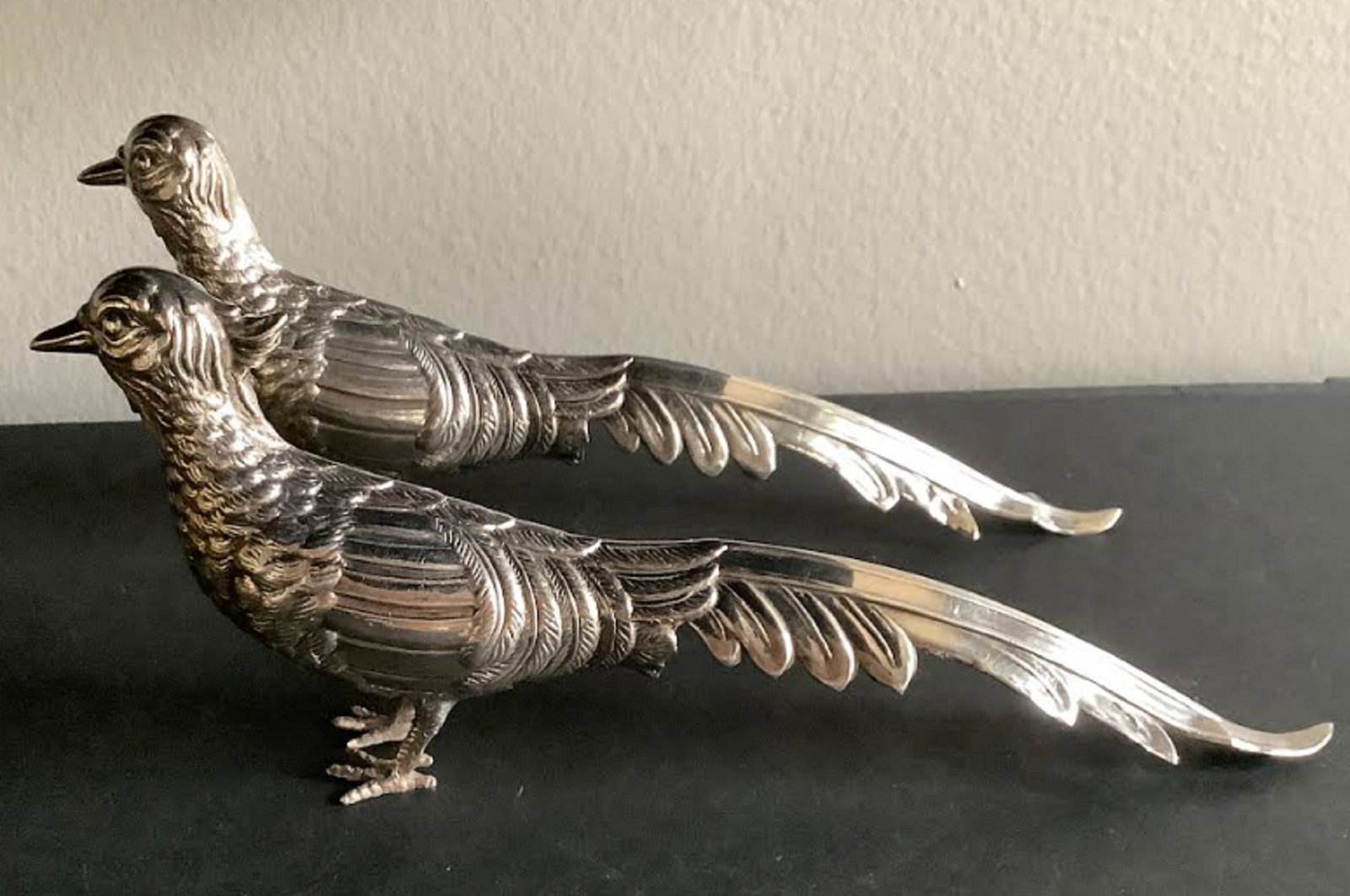Spanish Silver Pheasant Figurines Male and Female with Makers Mark (1 of 9)