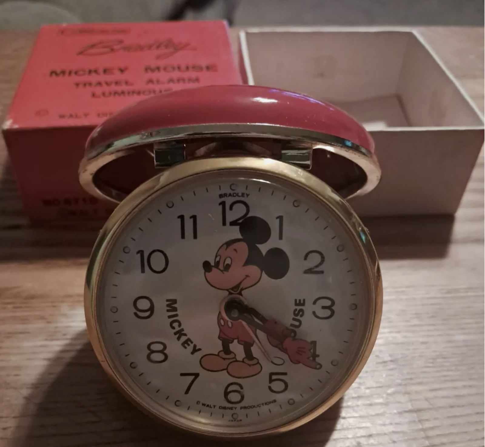 Walt Disney Mickey Mouse Bradley Luminous Travel Alarm Clock With Box (1 of 5)