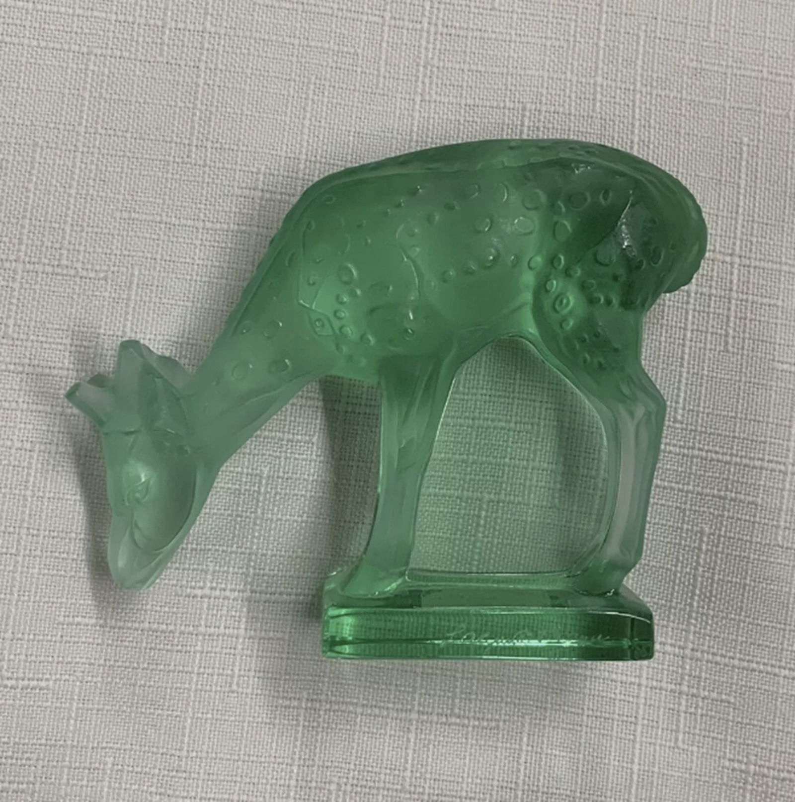 Lalique Signed Green Crystal Deer Figurine Made in France (1 of 4)
