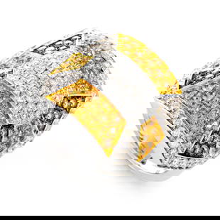 Oro Trend 18K White Gold Diamond & Yellow Sapphire Ring ORTR06-121815: A magnificent arrangement of 2.01 carats of glittering diamonds and 1.62 carats of gorgeous yellow sapphires graces this amazing 18K white gold ring from Oro Trend with an exceptional aesthetic