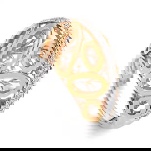 Oro Trend 18K Yellow and White Gold 0.40 ct Diamond Ring PM-2-031616: Gorgeous and golden are the perfect words to describe this vivacious ring from Italian brand Oro Trend. The ring is made primarily of 18K white gold and features rose gold oval-shaped accents.