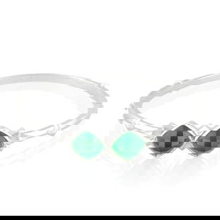 Stephen Webster Silver Chrysoprase and Quartz Bangle Bracelet 3015672: Blending spotless brightness with attractive color, this stunning bangle from Stephen Webster boasts the quintessential Superstud design, made of white rhodium-plated silver and set with appealing