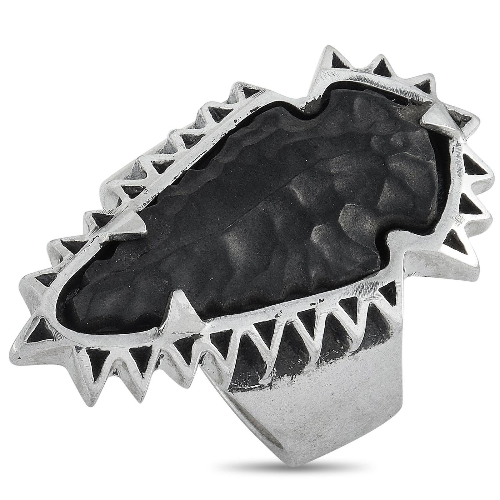 King Baby Silver and Carved Jet Arrowhead in Sawtooth Ring K20-5223 (1 of 6)