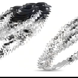Chanel Camlia 18K White Gold 2.50ct Diamond and Onyx Cocktail Ring