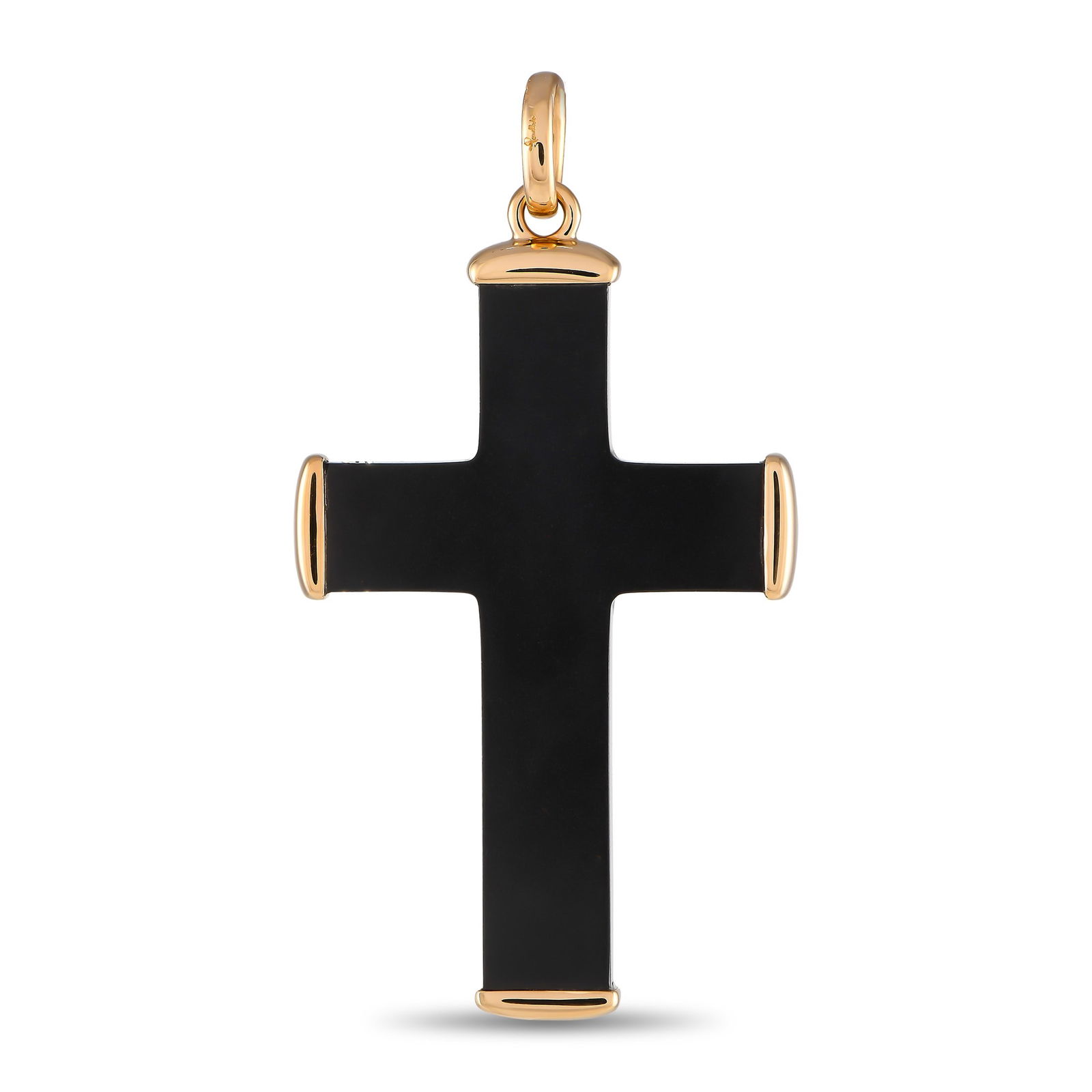 Pomellato Victoria 18K Rose Gold and Wood Cross Pendant PO38-051524: As classy as it gets. This cross pendant from Pomellato elegantly combined high-polish rose gold with wood in a jet black finish. The pendant measures 3.15 by 1.75.This Pomellato Victoria 18K Rose Gol