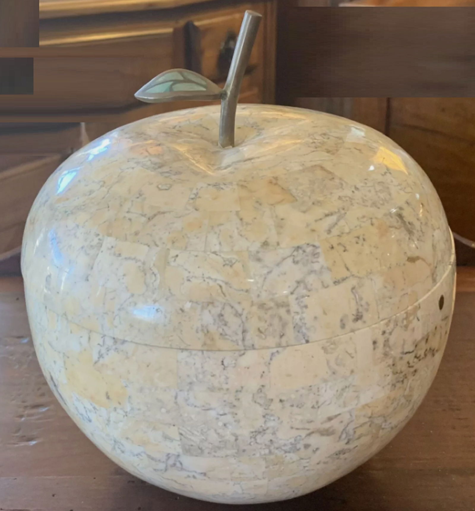 Maitland-Smith - Apple Decor FigurineTessellated Marble  With Brass Stem (1 of 4)