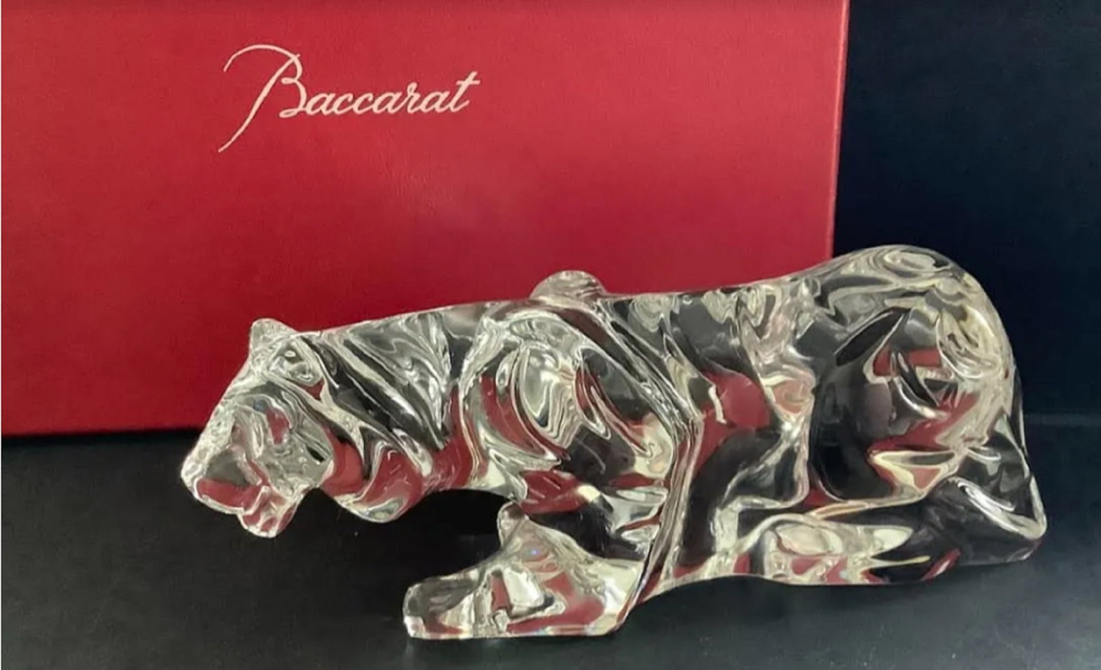 BACCARAT SIGNED LION TIGER FIGURINE WITH BOX (1 of 5)