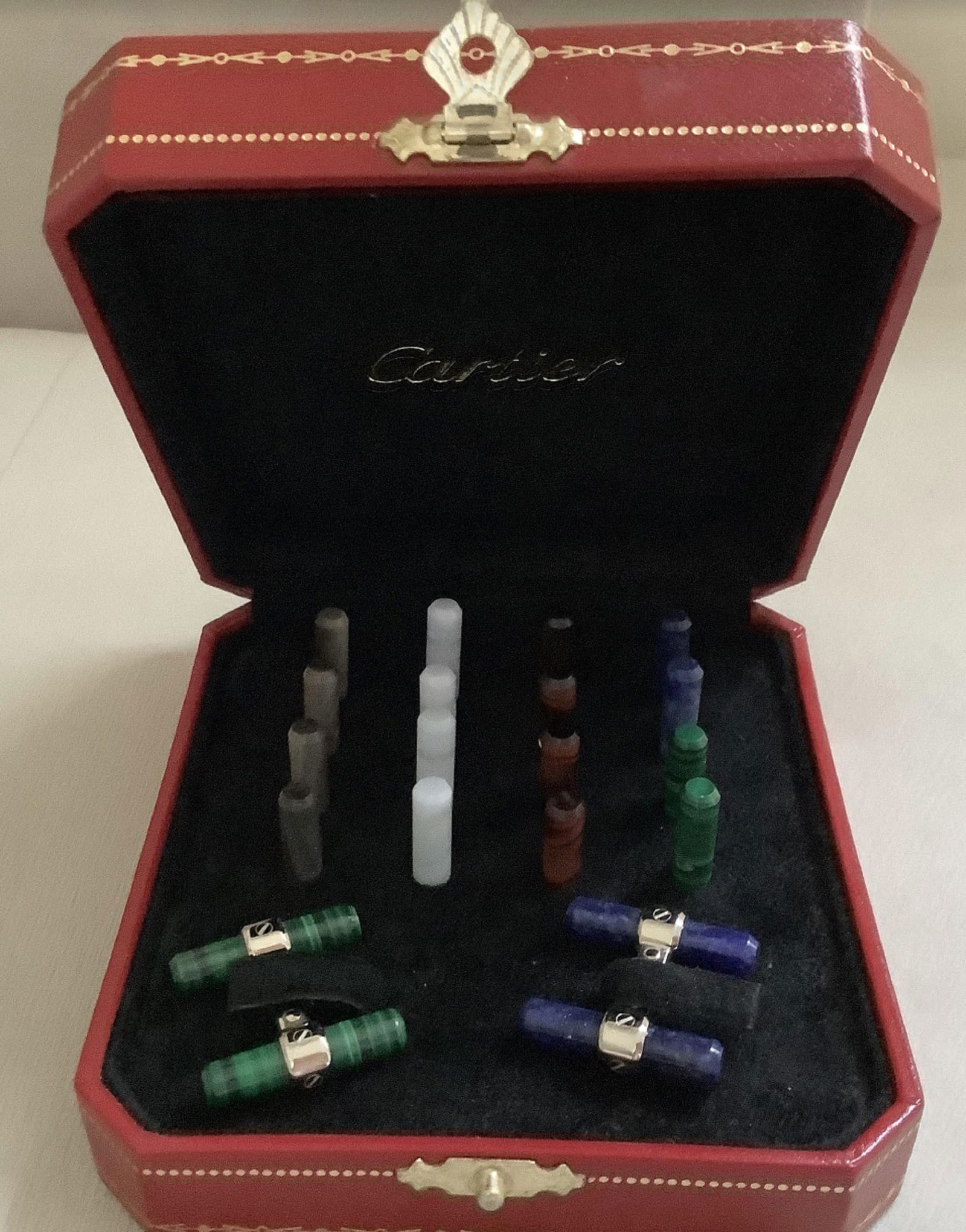 Cartier Gemstone  Interchangeable Bar Cufflinks With Orig Box,Lapis, Malachite, and more (1 of 5)