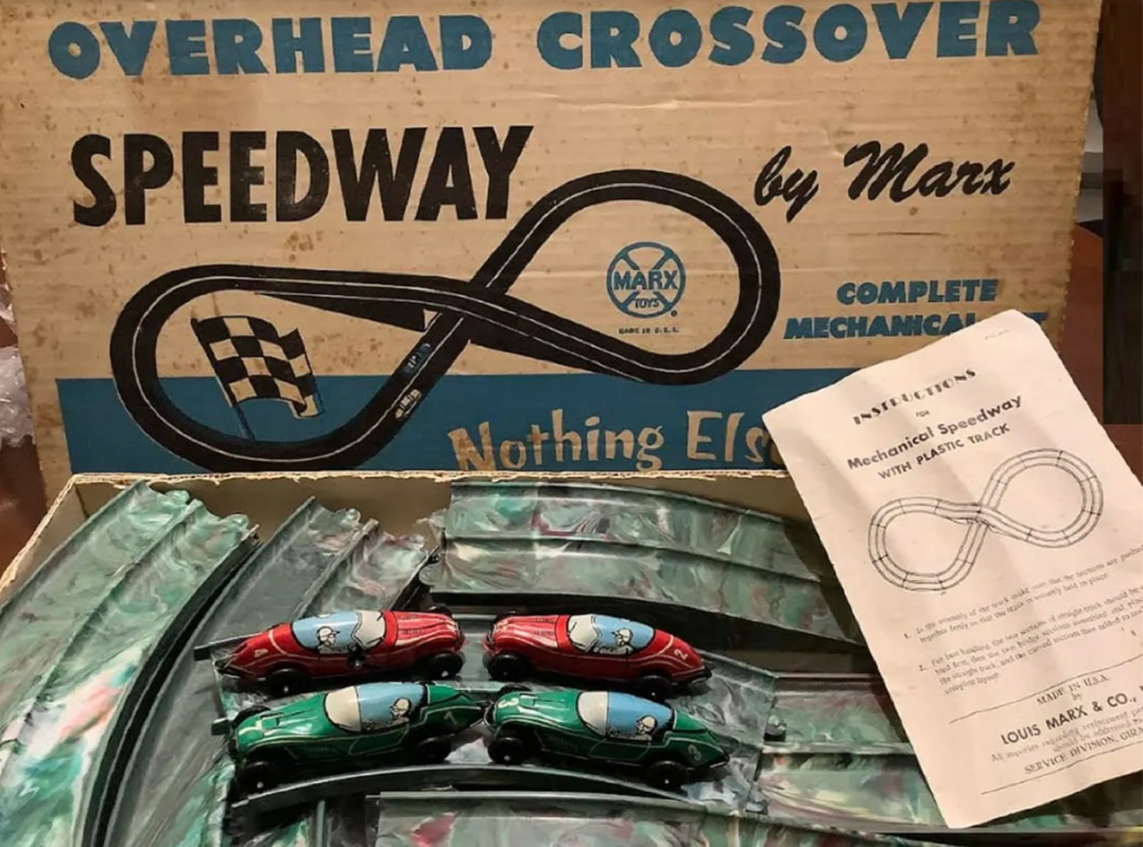 Marx Overhead Crossover Speedway Set  With 4 cars (1 of 4)