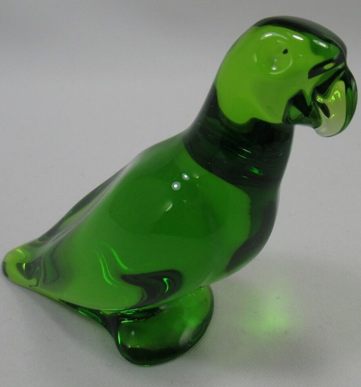Baccarat Signed Green Parrot Paperweight Figurine (1 of 8)