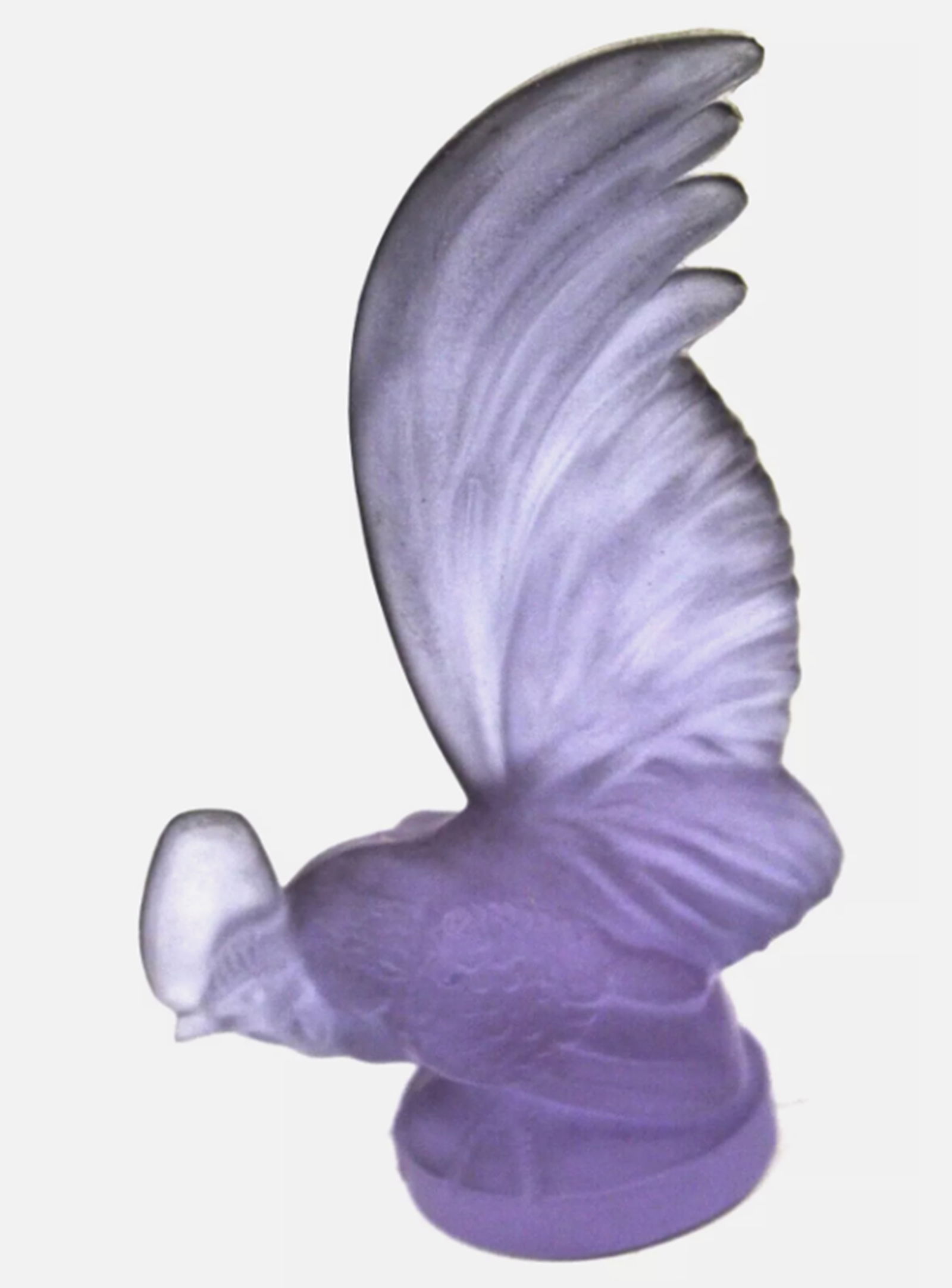 Lalique Signed Frosted Amethyst Crystal Rooster Figurine Paperweight Made in France (1 of 4)