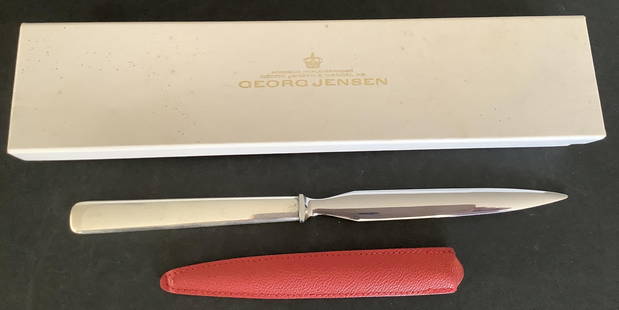Georg Jensen Sterling Silver Letter Opener/ Paper Knife w Box: Georg Jensen Sterling Silver Letter Opener/ Paper Knife w Box 8 1/2" L