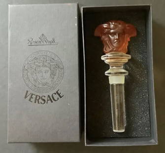 VERSACE Rosenthal "Medusa" Crystal Designer Wine Bottle Stopper With Box: VERSACE Rosenthal "Medusa" Crystal Designer Wine Bottle Stopper With Box