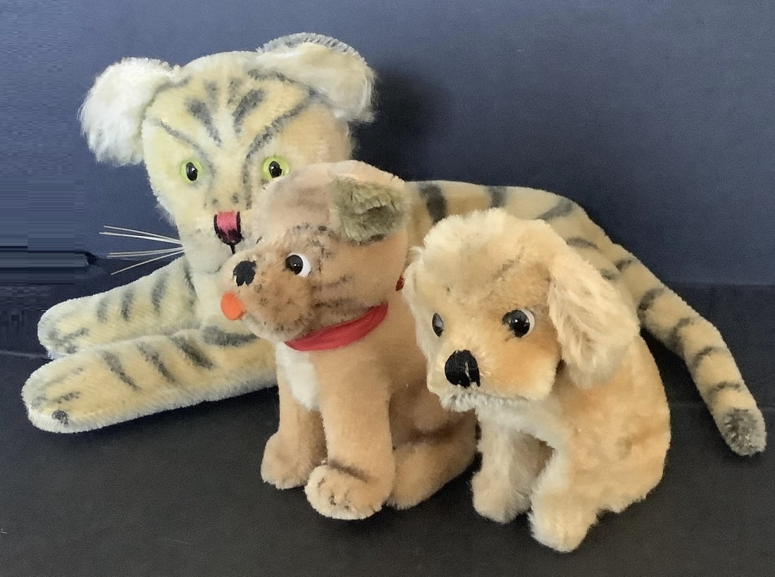 Steiff Mohair Stuffed Animal Lot Dog, Tiger, Puppy (1 of 6)