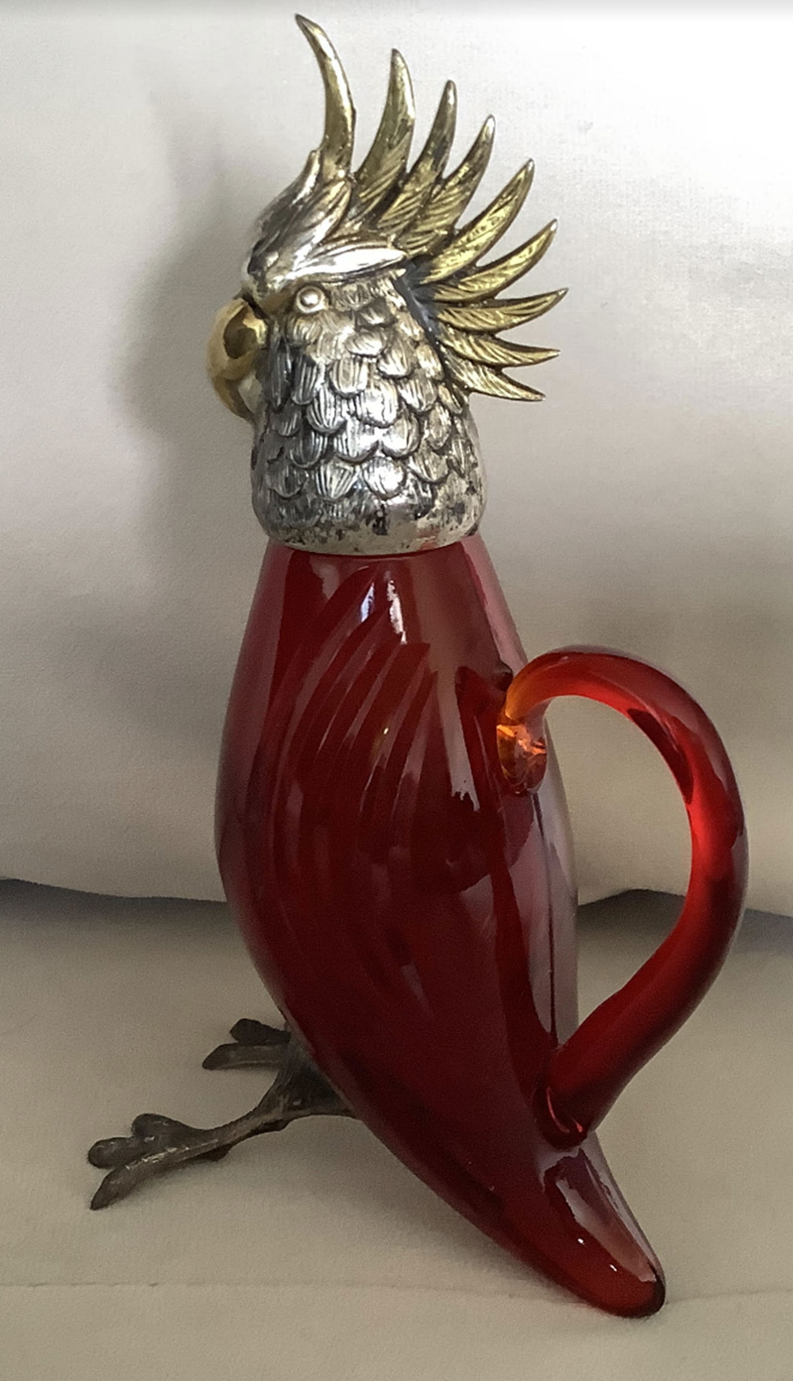 Cartier Sterling Silver And Ruby Glass Cruet Decanter (1 of 9)