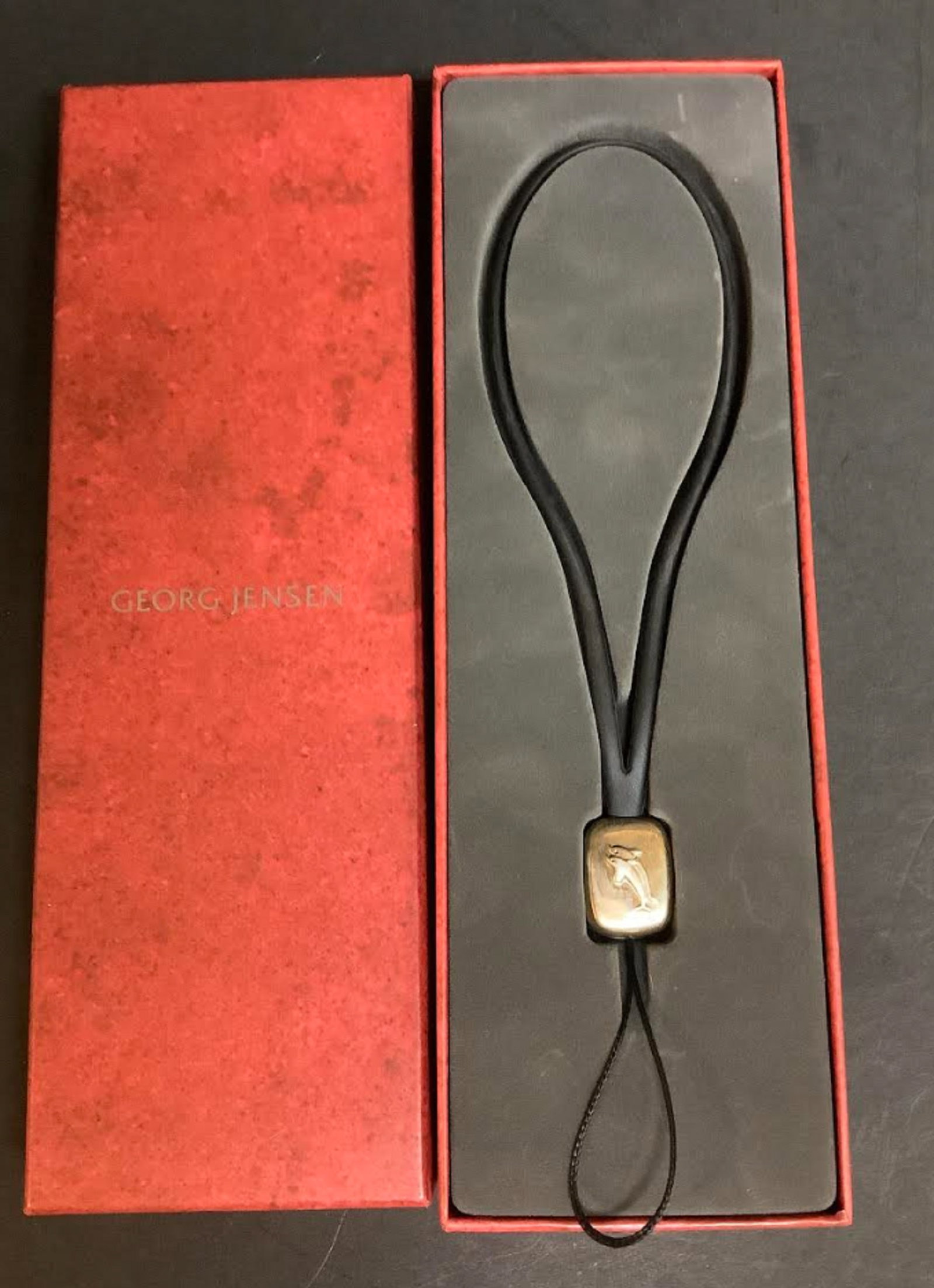 Georg Jensen Sterling Silver Mobile Wrist Strap Dolphin With Orig Box: Georg Jensen Sterling Silver Mobile Wrist Strap Dolphin With Orig Box