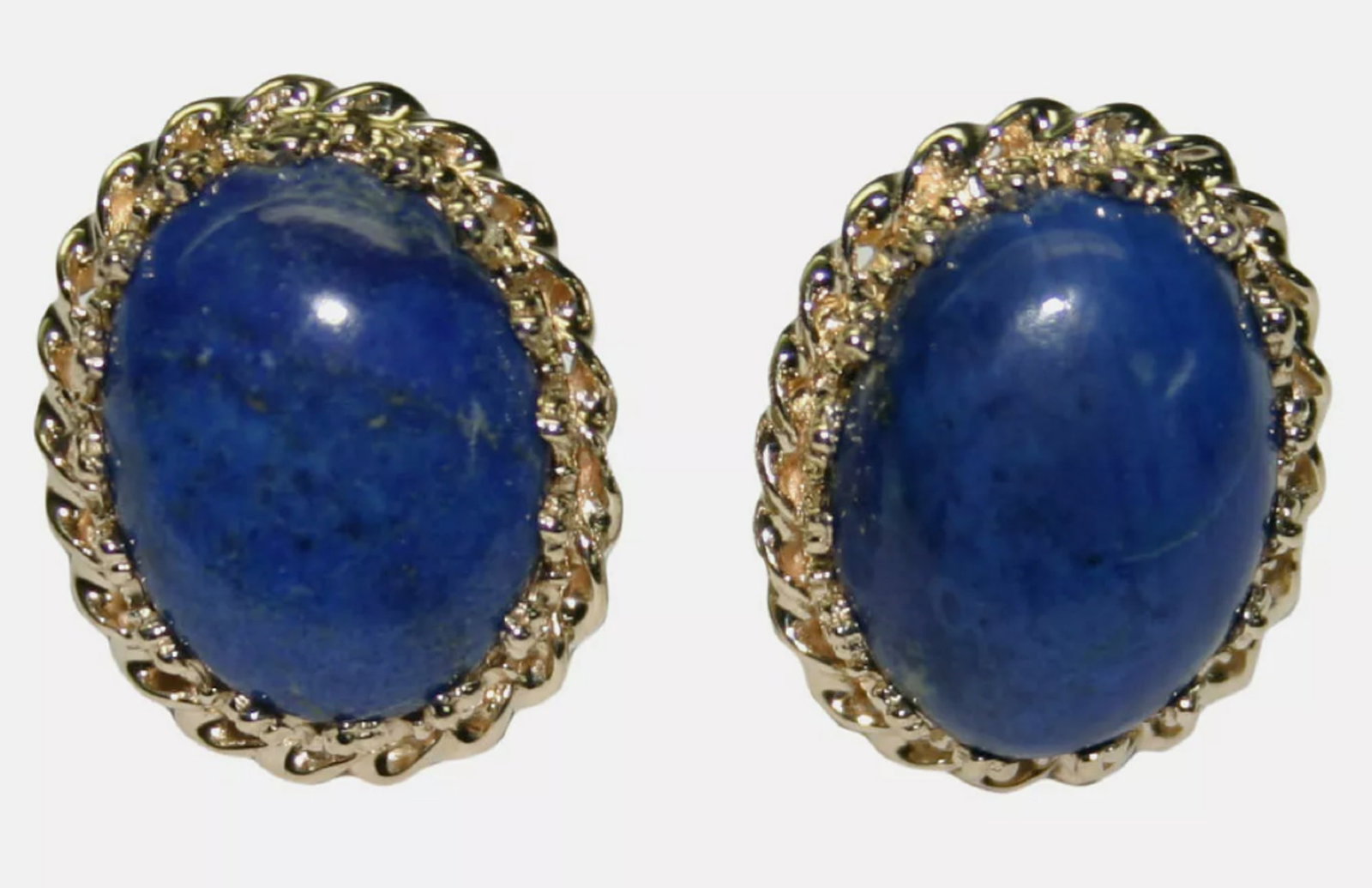 14k Yellow Gold Blue Lapis Stud Earrings: 14k Yellow Gold Blue Lapis Stud Earrings with Screwbacks
