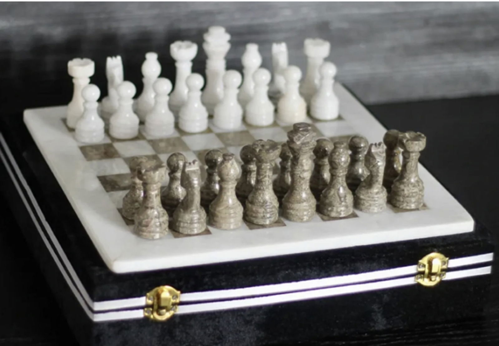 Handmade Marble Chess Set with Storage Case (1 of 4)
