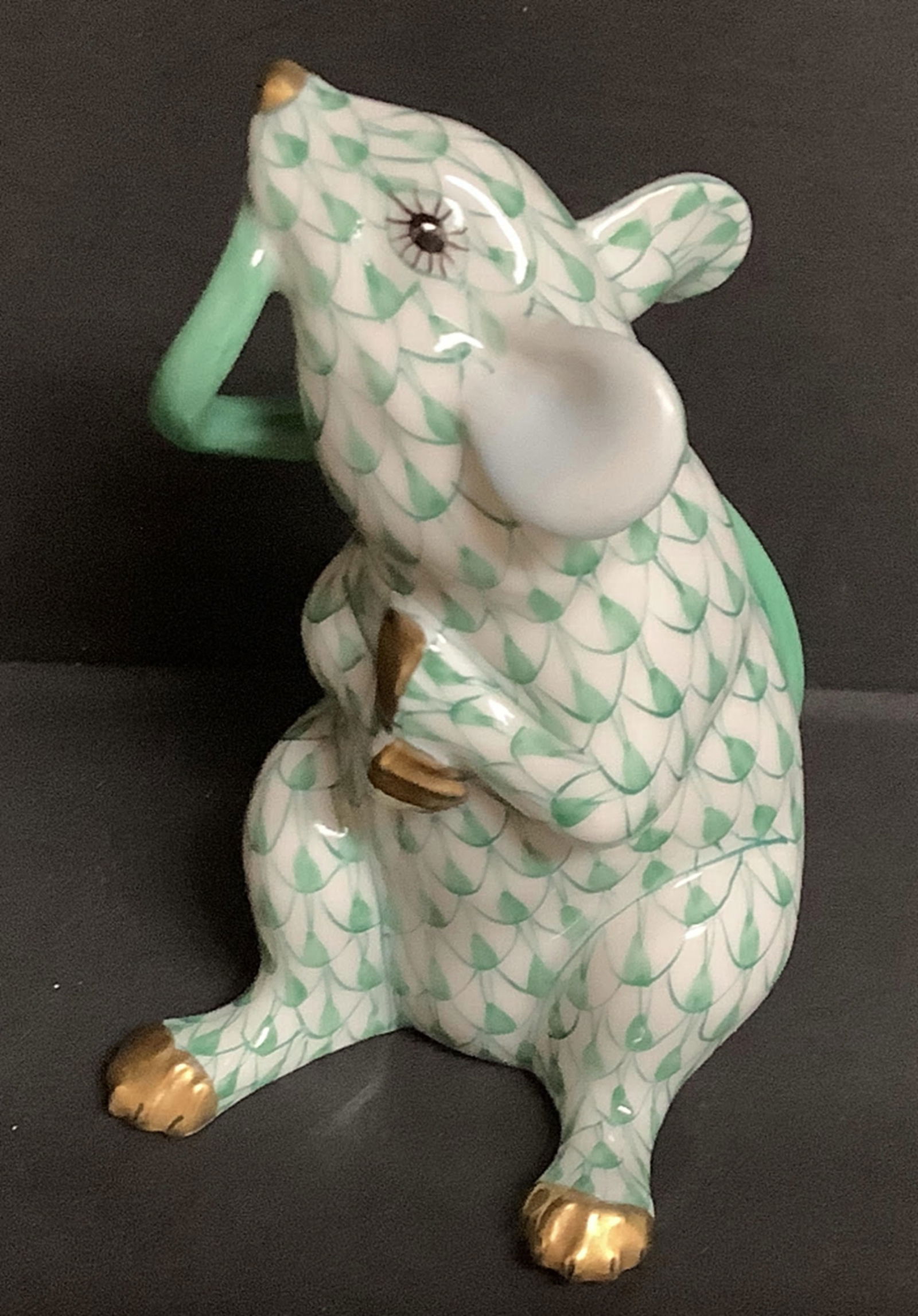 Herend Signed Green Fishnet Mouse with 24k Gold Accents (1 of 7)