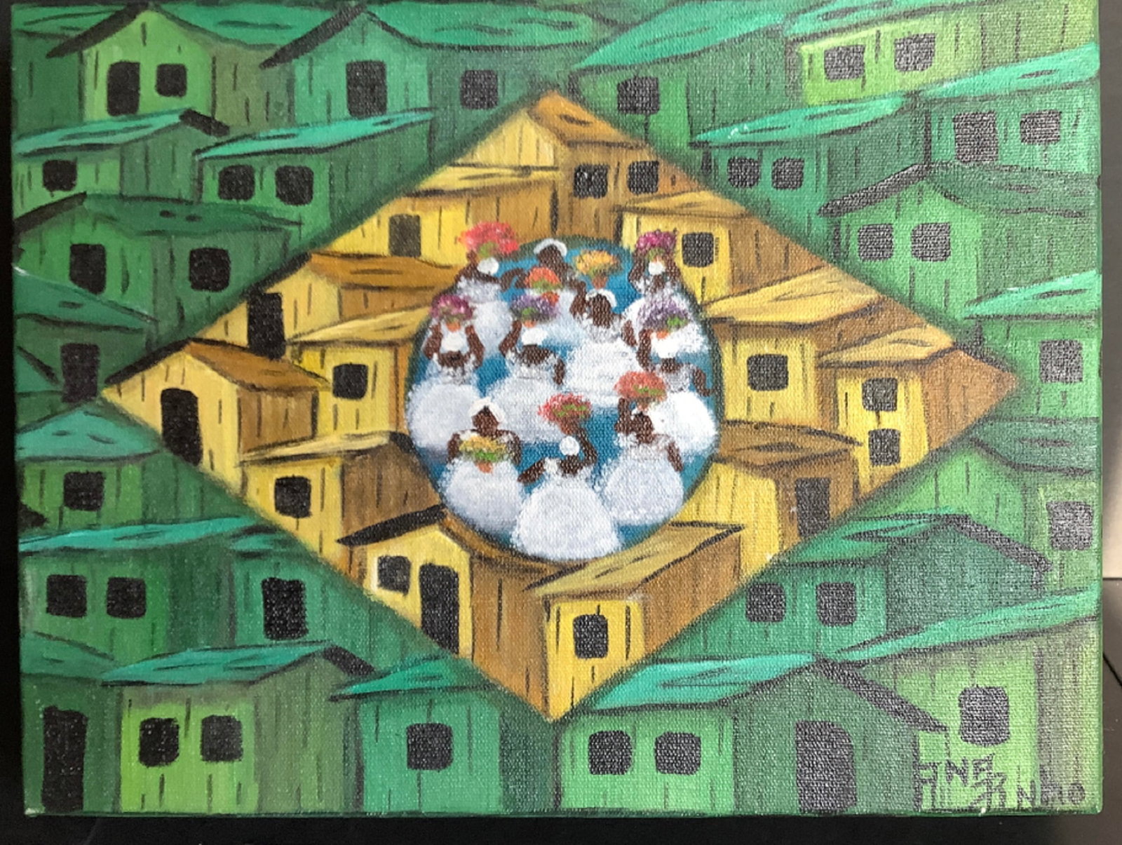 Black Americana Era Canvas Art signed and made in Brasil: Black Americana Era Canvas Art signed and made in Brasil Measures approx 9.5 inches x 7 inches