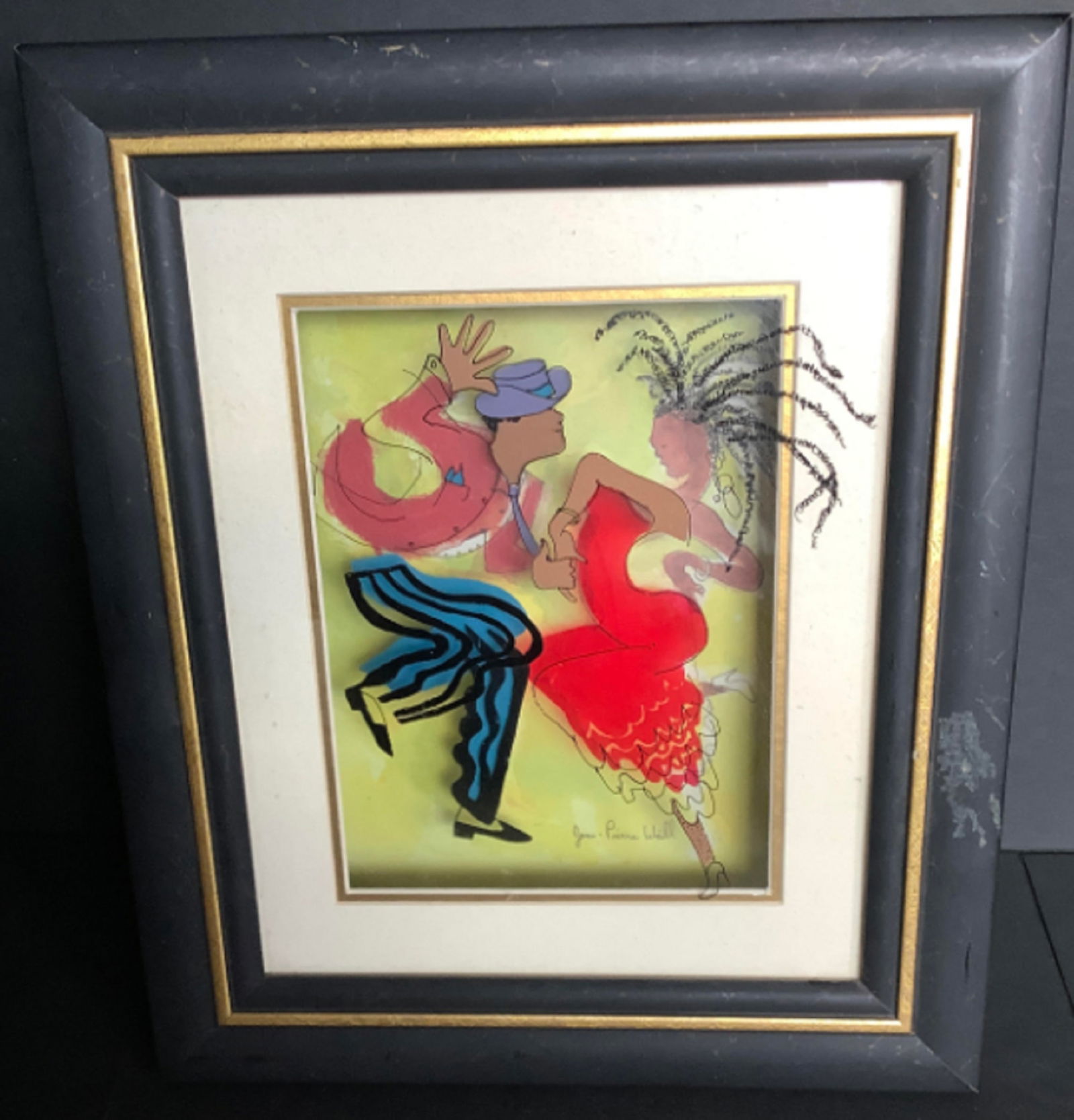 Black Americana Era Framed Art Happy Jitterbug Dancers Signed JEAN PIERRE WEILL (1 of 6)