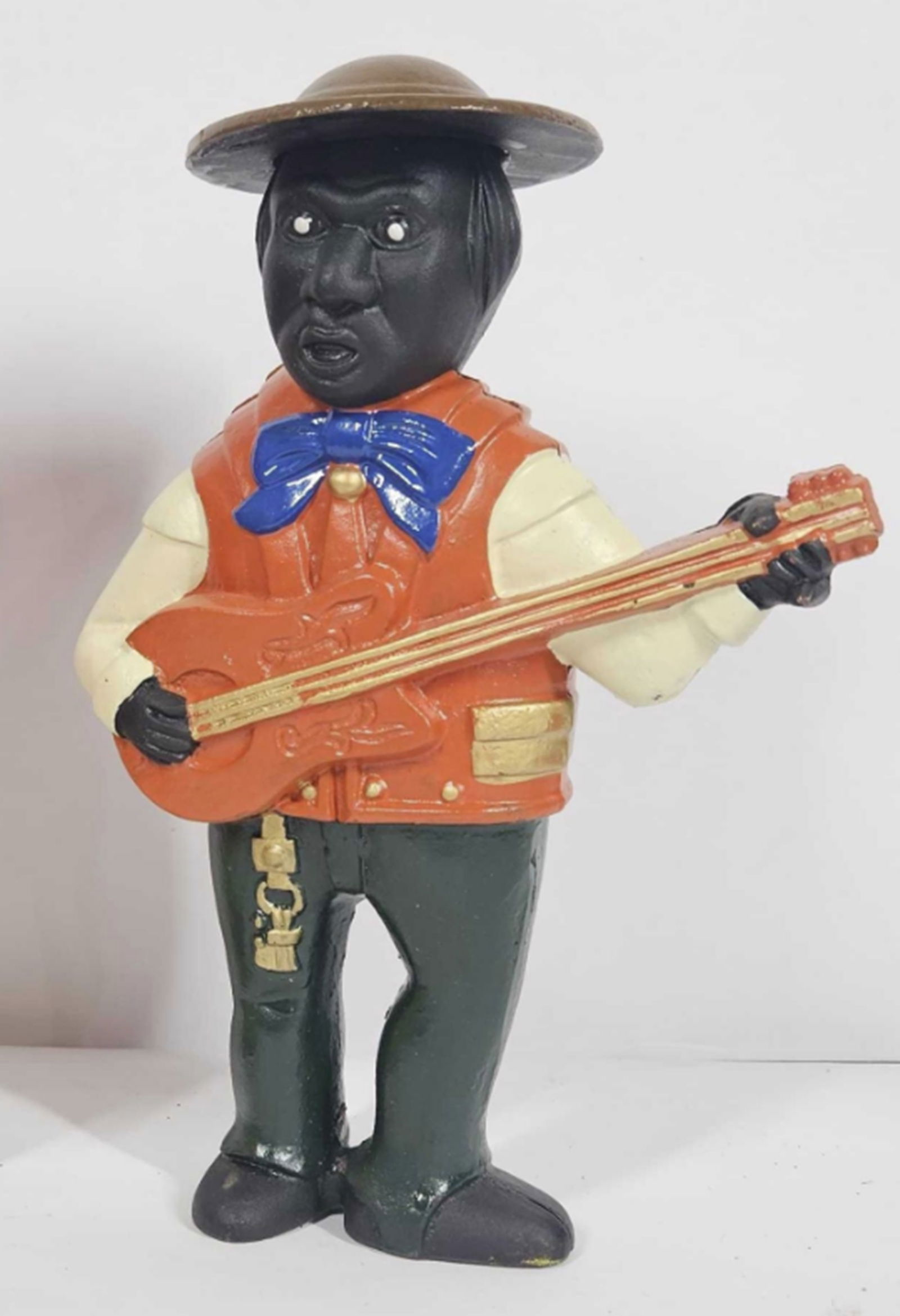 Black Americana Cast Iron Still Bank Man With Guitar (1 of 8)