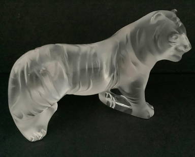 Lalique Signed Large Tiger Made in France: Lalique Signed Large Tiger Made in France. Measures approx 3 3/8” tall x 4 ¾” wide
